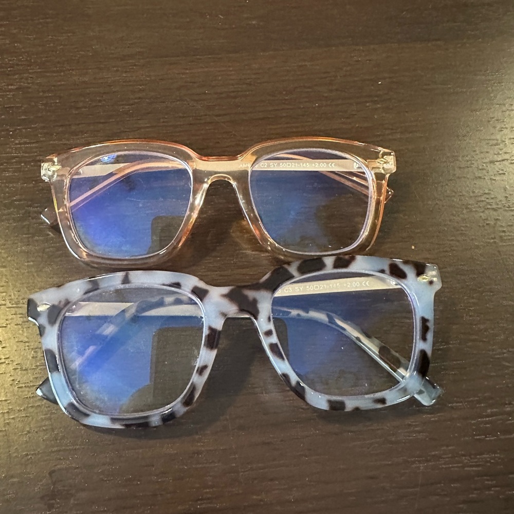 Amomoma Set of 2 Blue Light Reading Glasses 2.0 strength